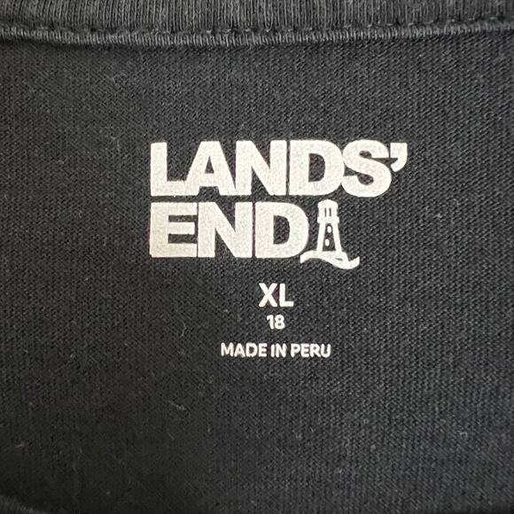 Lands End Womens Long Sleeve T-Shirt XL Black 100% Cotton Knit Top - Picture 4 of 6